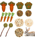 Rabbit Chew Toys, Natural Timothy Grass Teeth Grinding Cakes, Mixed Bunny Treats