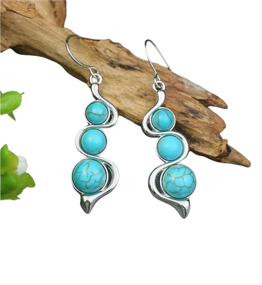 Structured composite turquoise dangle earrings