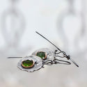 Tribal Green Crystal Stone Long Hook Vintage Silver Color Metal Hanging Dangle Earring
