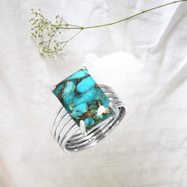 Solid 925 Sterling Silver blue turquoise