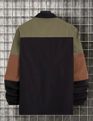 Men’s color block patched pocket coat without tee