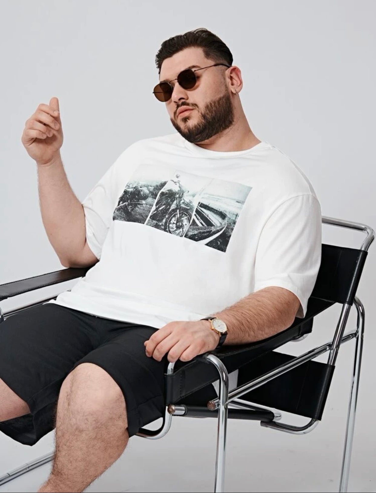 Men’s extended size motorcycle print tee