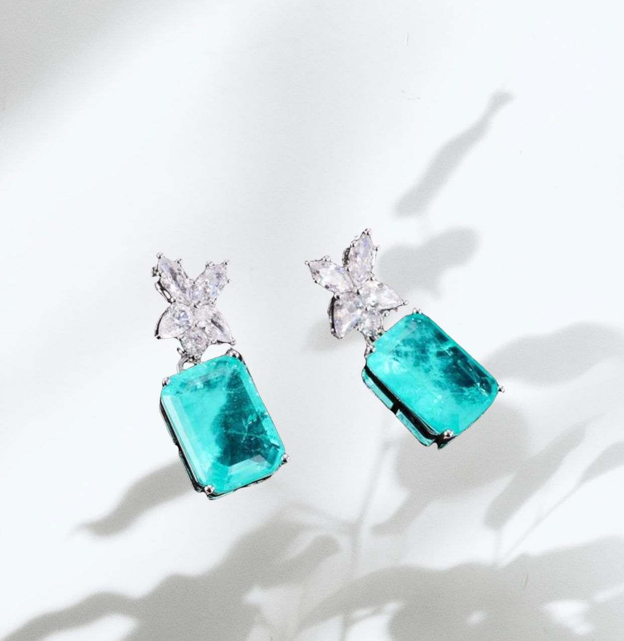 Geometric zircon drop earrings