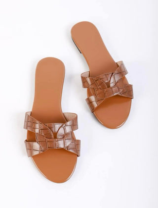 Open Toe Cross Strap Slide Sandals