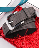 Men’s square buckle belt with punch tool