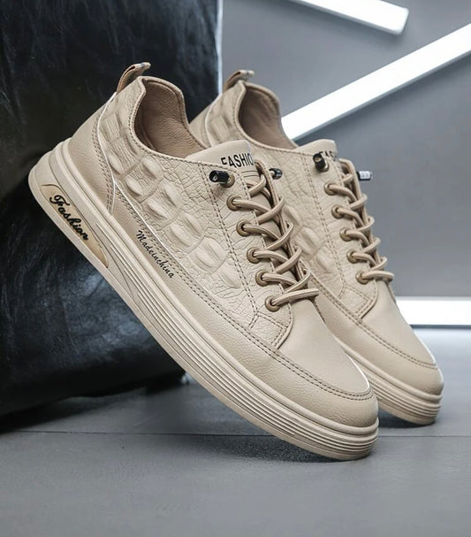 Men’s Khaki letter graphic lace-up front skate shoes