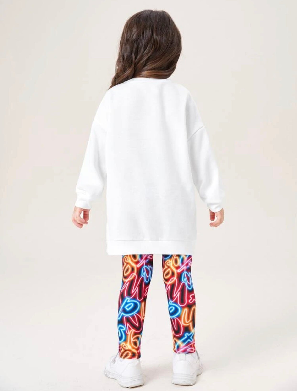 Toddler girls cartoon unicorn print drop shoulder pullover & graphic print leggings