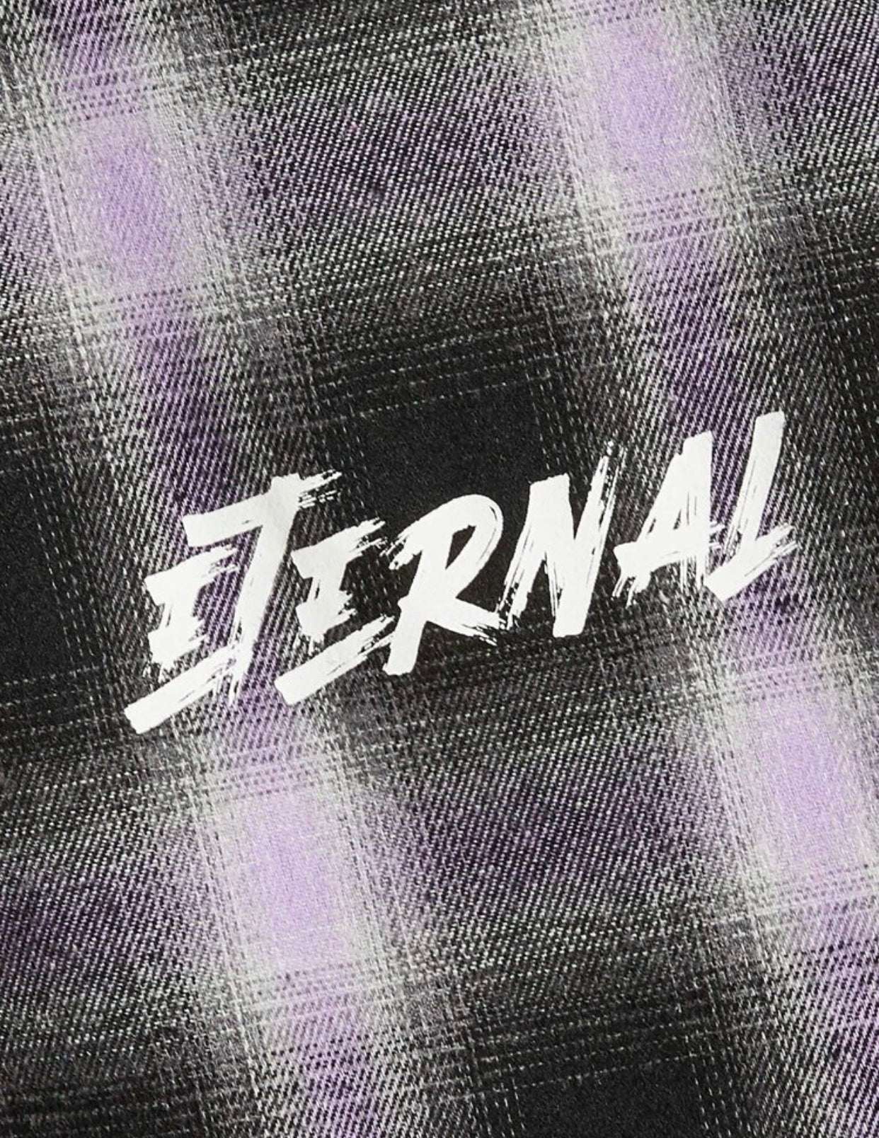 Guys letter wings graphic plaid button front shirt