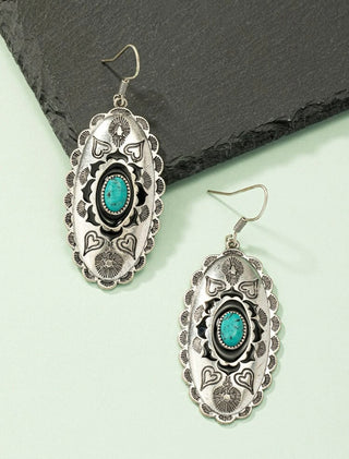 Turquoise decor oval drop earrings