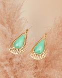 Light green decor water drop style dangle earrings