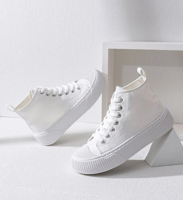 High top lace-up front canvas shoes