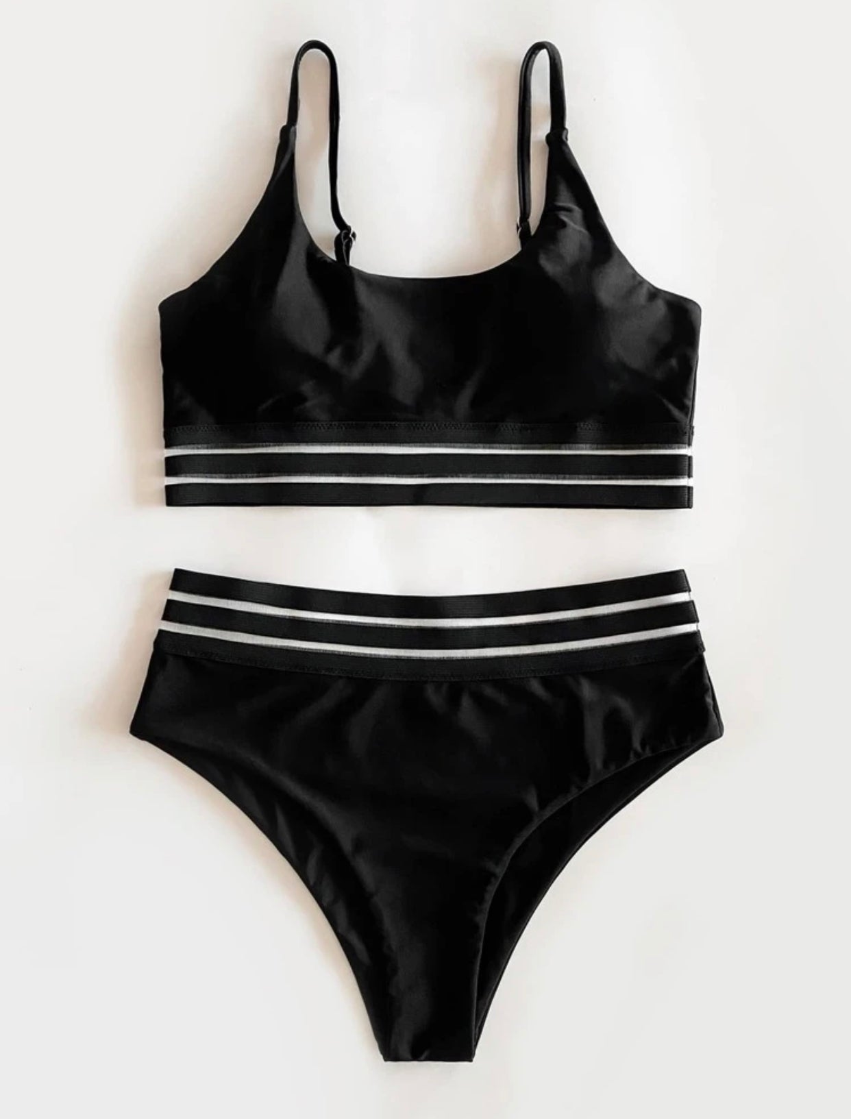 Contrast mesh high waisted two piece swimsuit - Christina’s unique boutique LLC