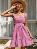 Dusty pink backless ruffle hem cami dress