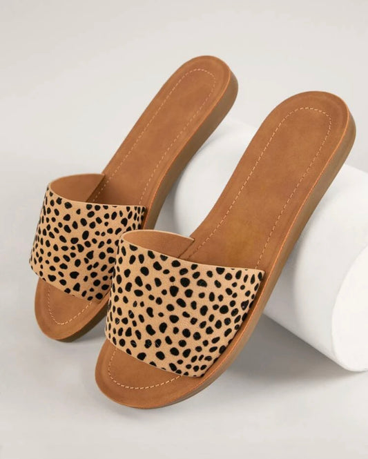 Pleather wide fit slipper sandals