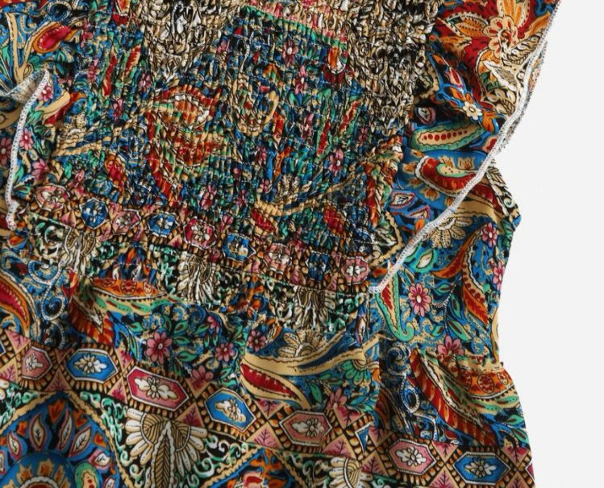 Toddler girls paisley print butterfly sleeve shirred dress