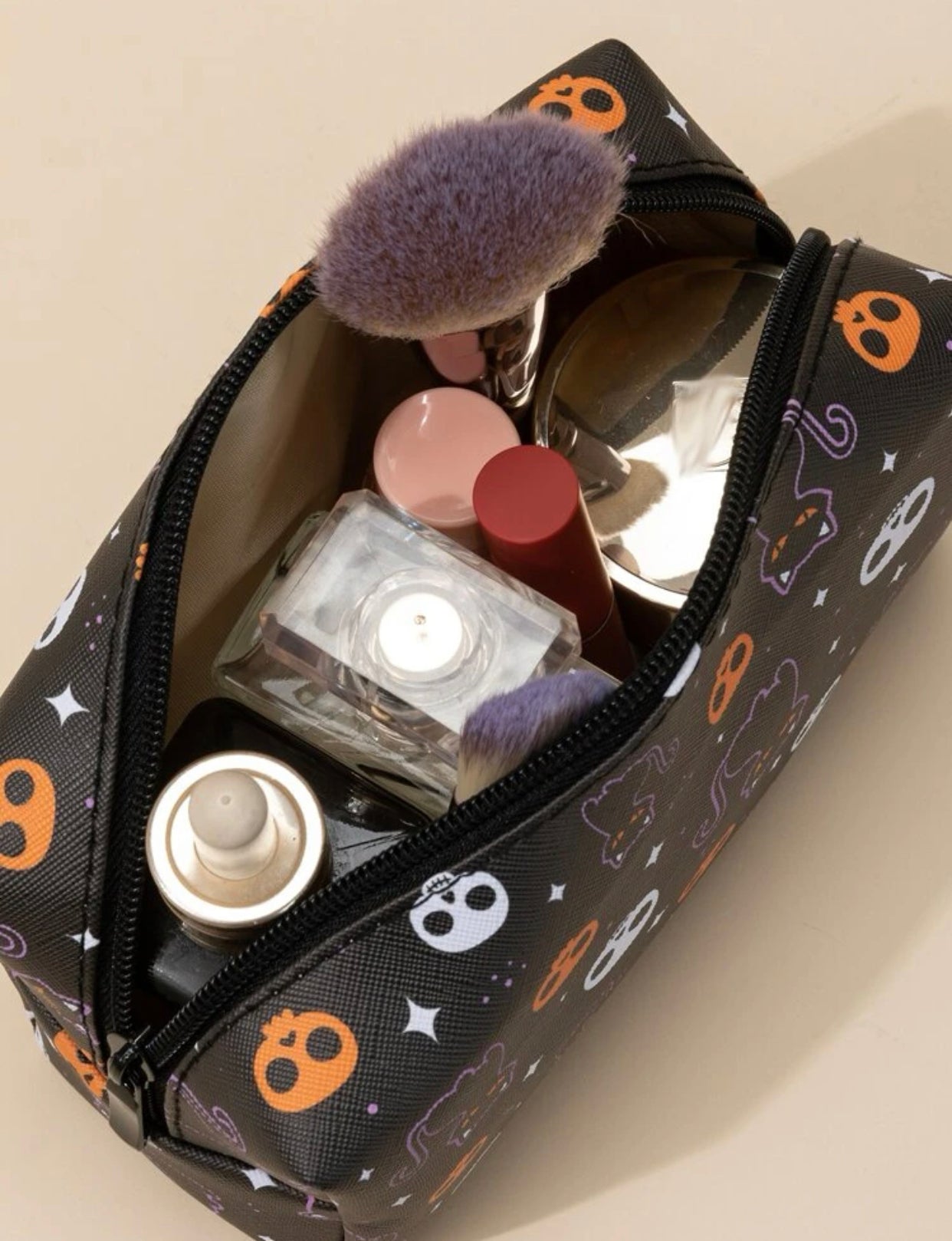 Halloween 1pc cat print square makeup bag