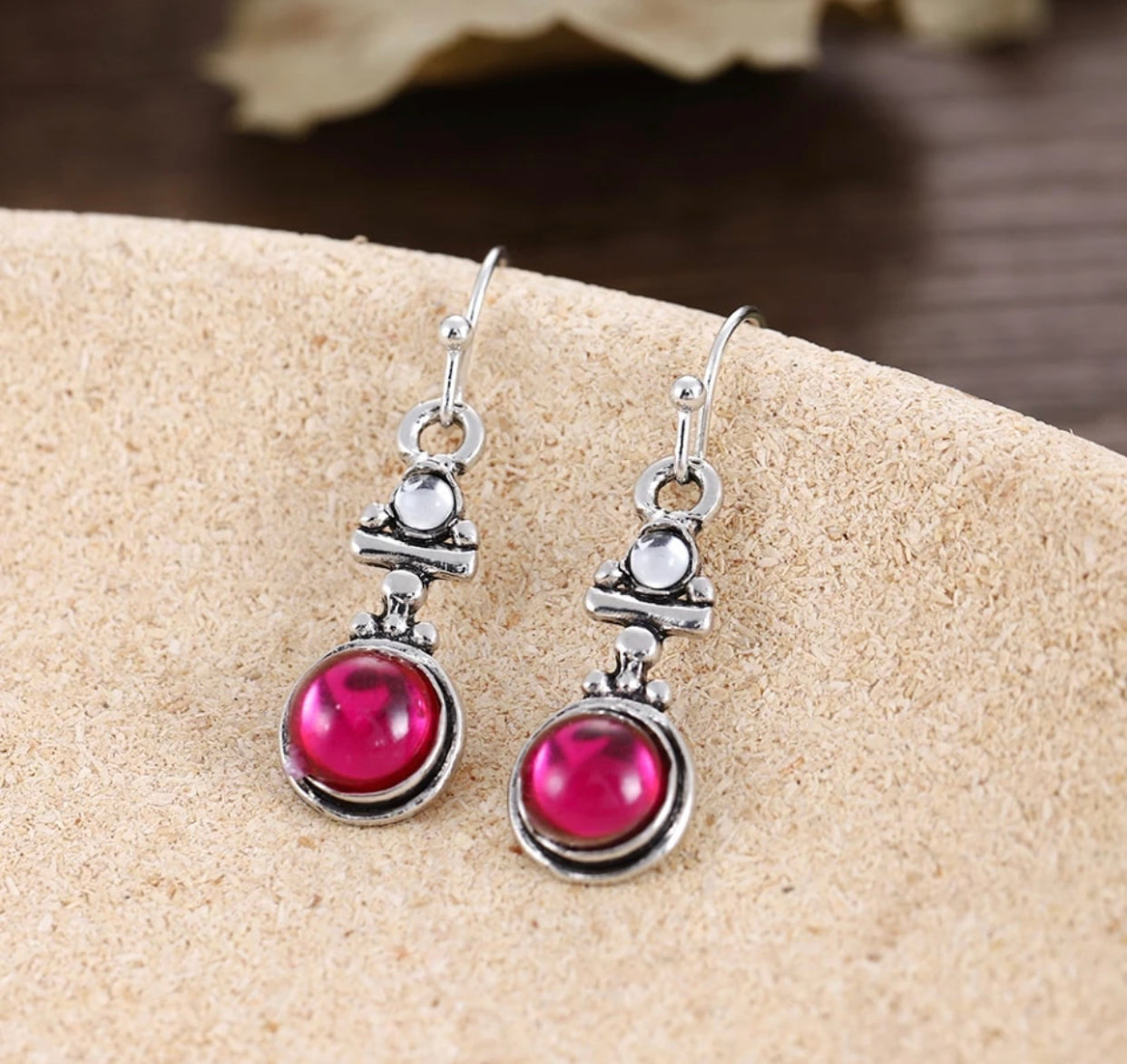 Vintage Moonstone Pink Stone Earrings