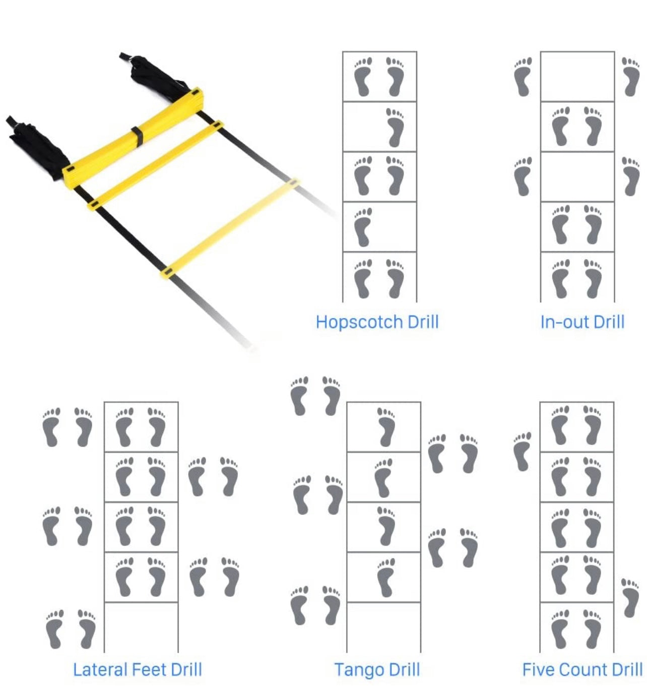 GHB Pro Agility Ladder Agility Training Ladder Speed 12 Rung 20ft with Carrying Bag
