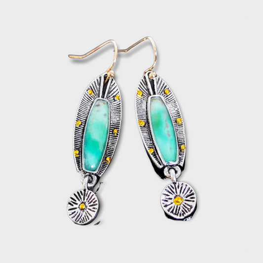 Gorgeous two tone abstract decor dangle earrings