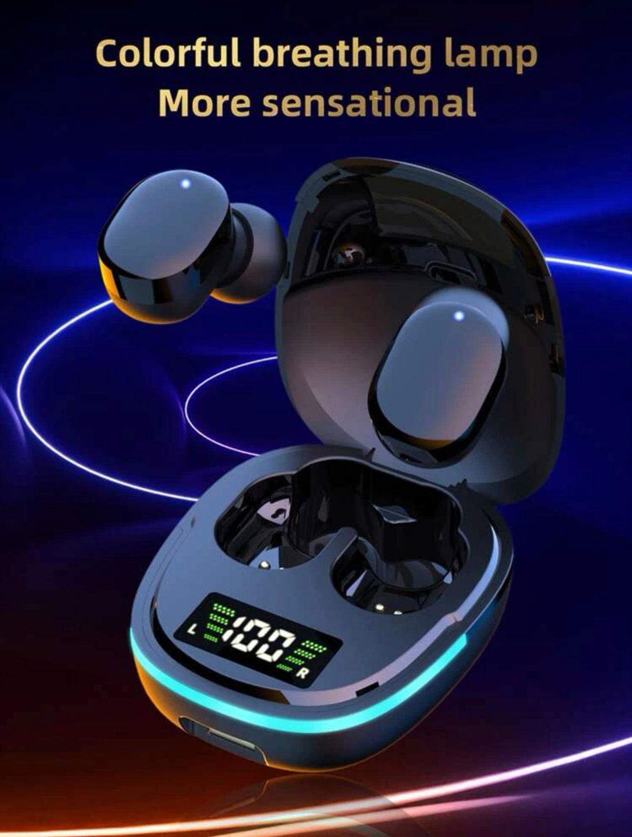 Power display wireless headset compatible with Bluetooth