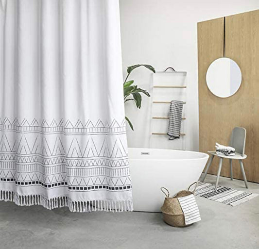 Tassel Fabric Shower Curtain