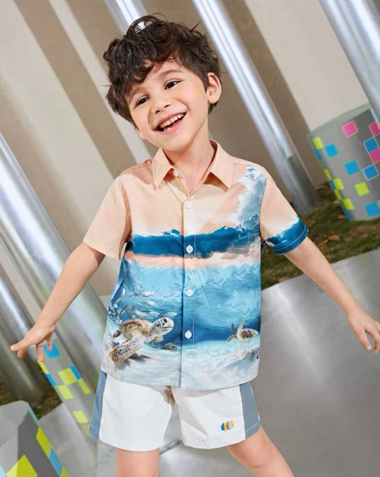 Toddler boys sea turtle print shirt