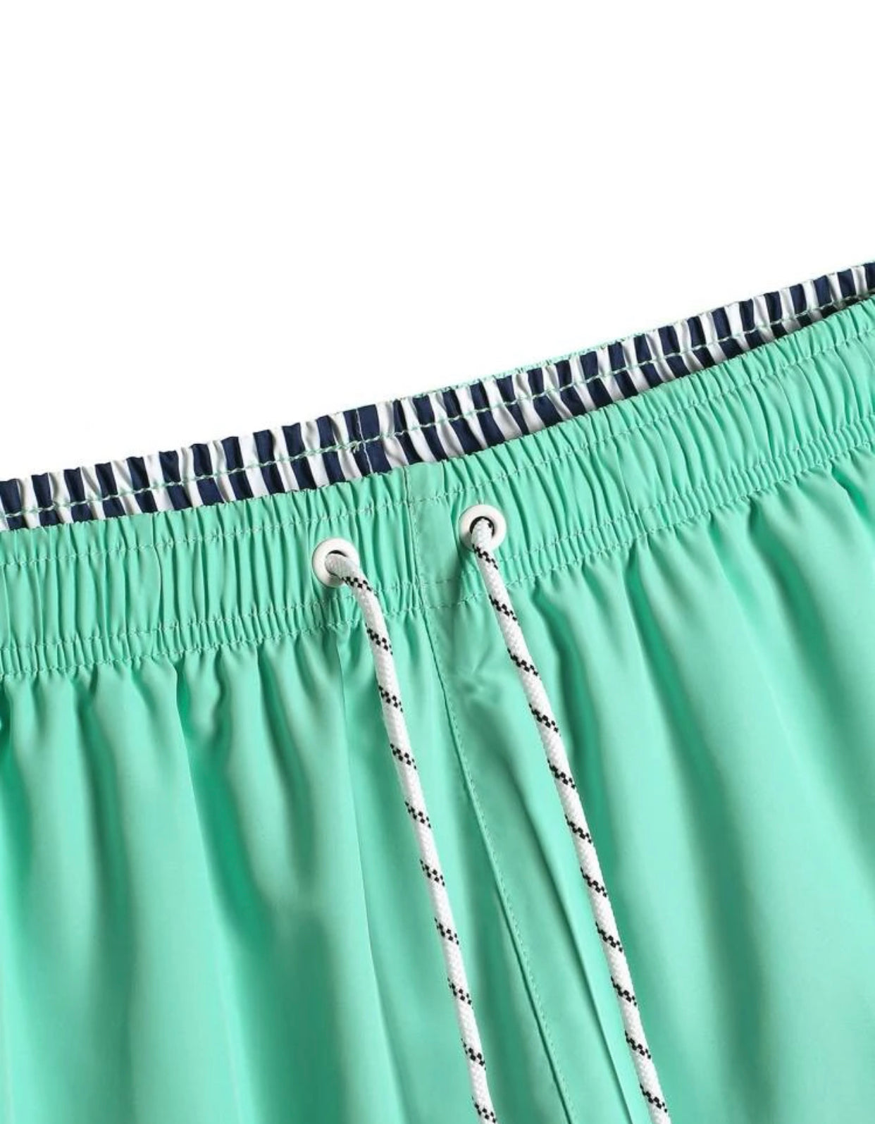 Men’s mint green drawstring waist windbreaker swim trunks