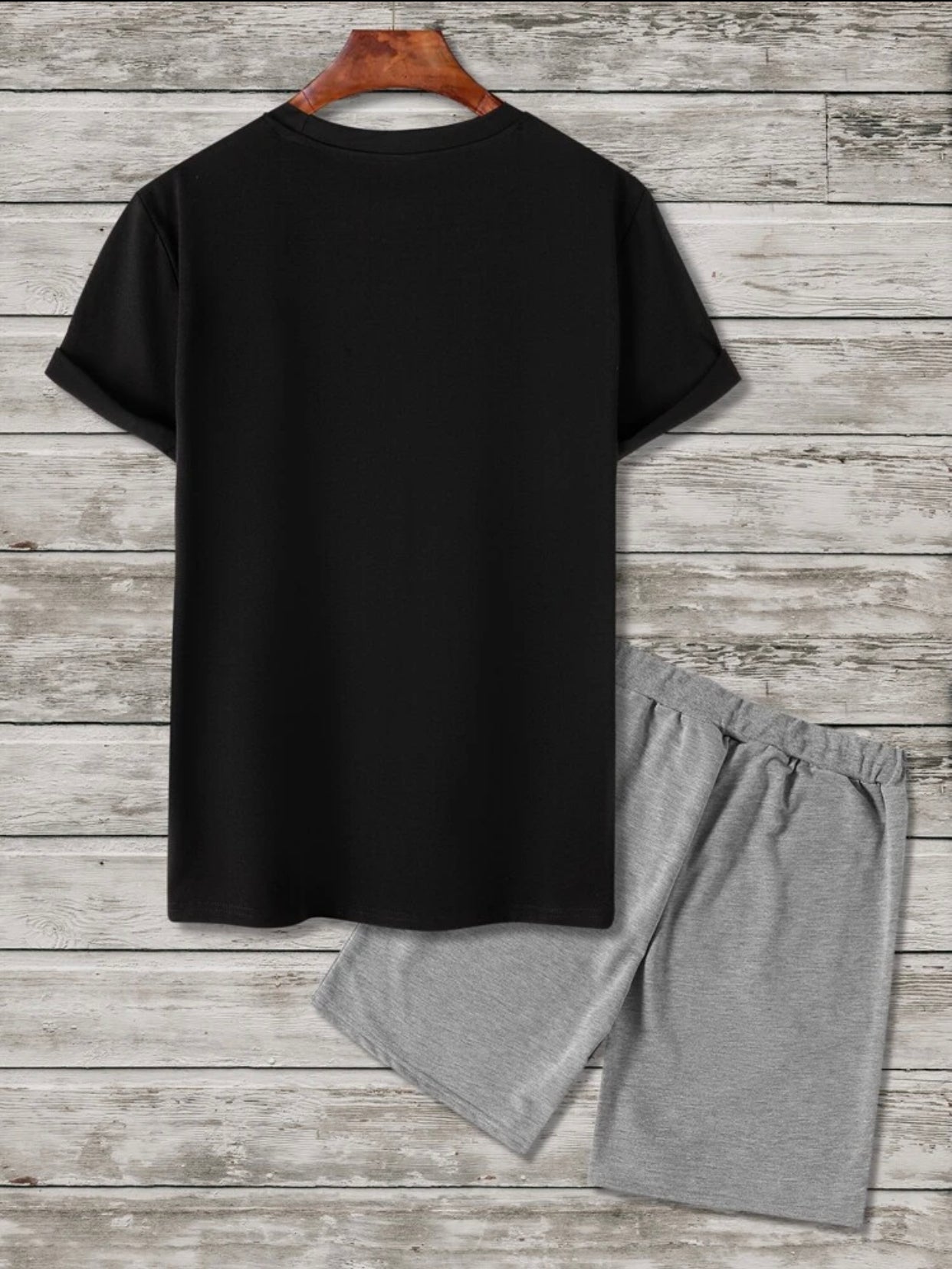 Men’s playing cards print tee & drawstring shorts