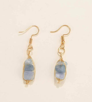 Light blue stone decor drop earrings