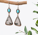 Buffalo turquoise inspired triangle drop earrings