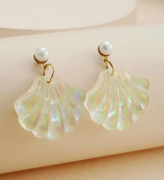 Faux Pearl decor shell drop earrings - Christina’s unique boutique LLC