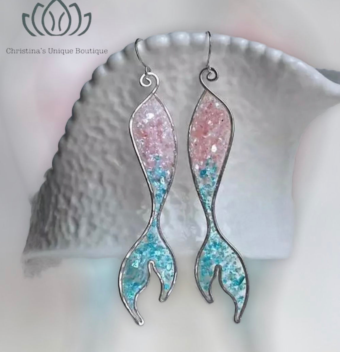 Mermaid tail decor dangle earrings