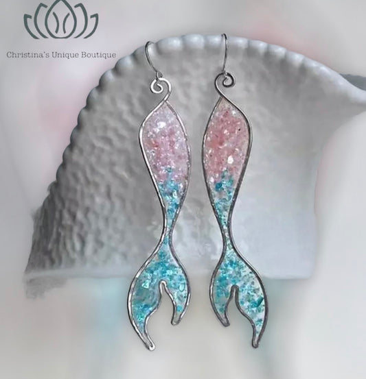 Mermaid tail decor dangle earrings