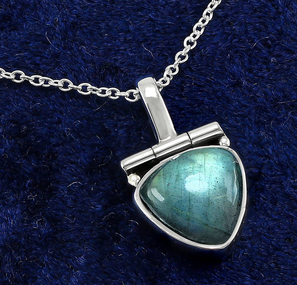Labradorite Sterling Silver Pendant Necklace For Women 18 Inch. 925 silver chain pendant