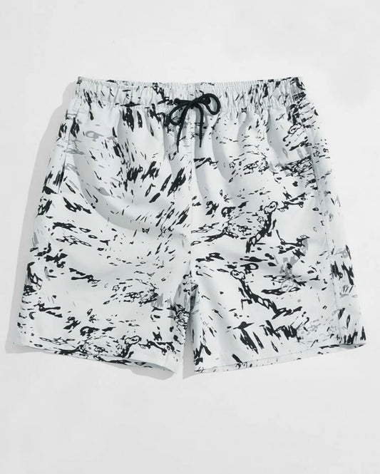 Men’s allover print drawstring waist swim trunks