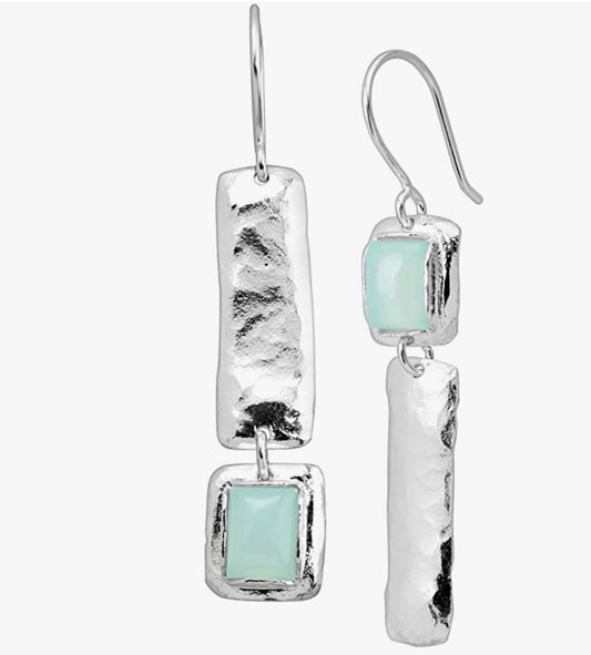 Natural Chalcedony Hinged Drop Earrings in Sterling Silver