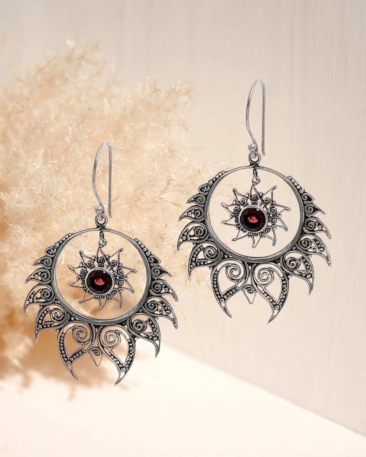 Vintage inspired Hollow Circle Metal  Spiral Rhinestone dangle earrings