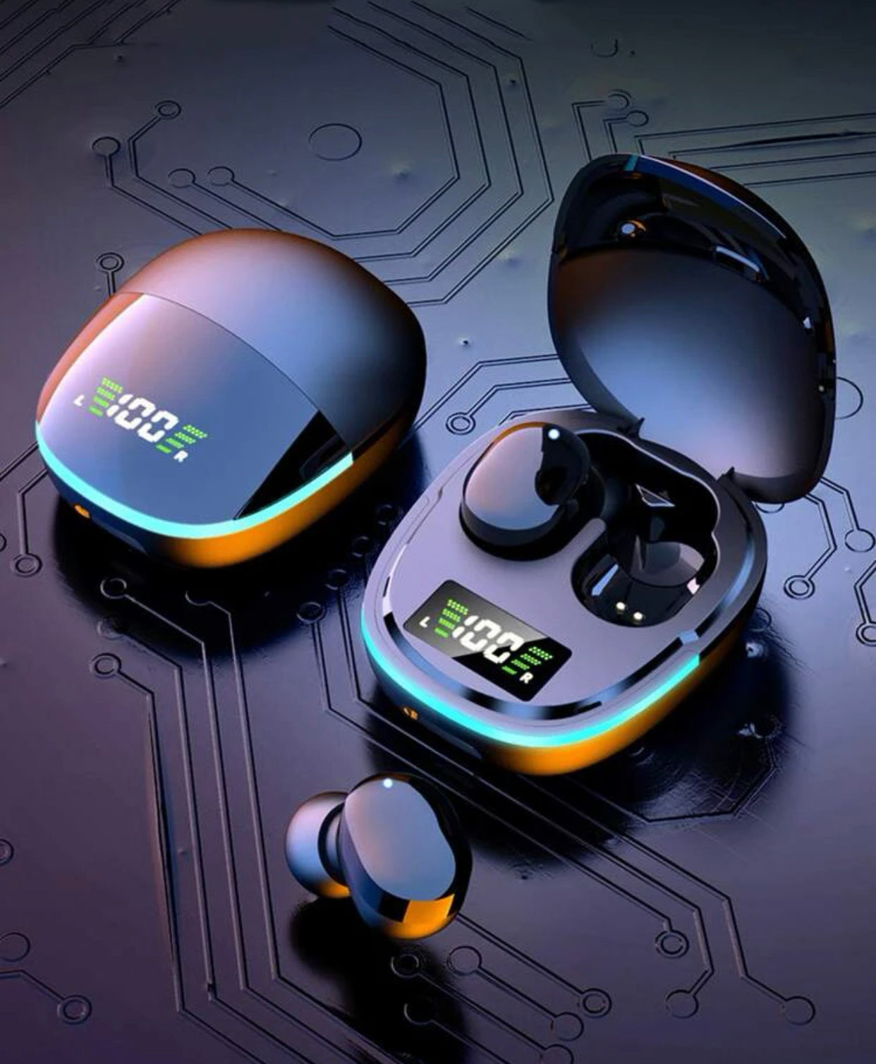 Power display wireless headset compatible with Bluetooth