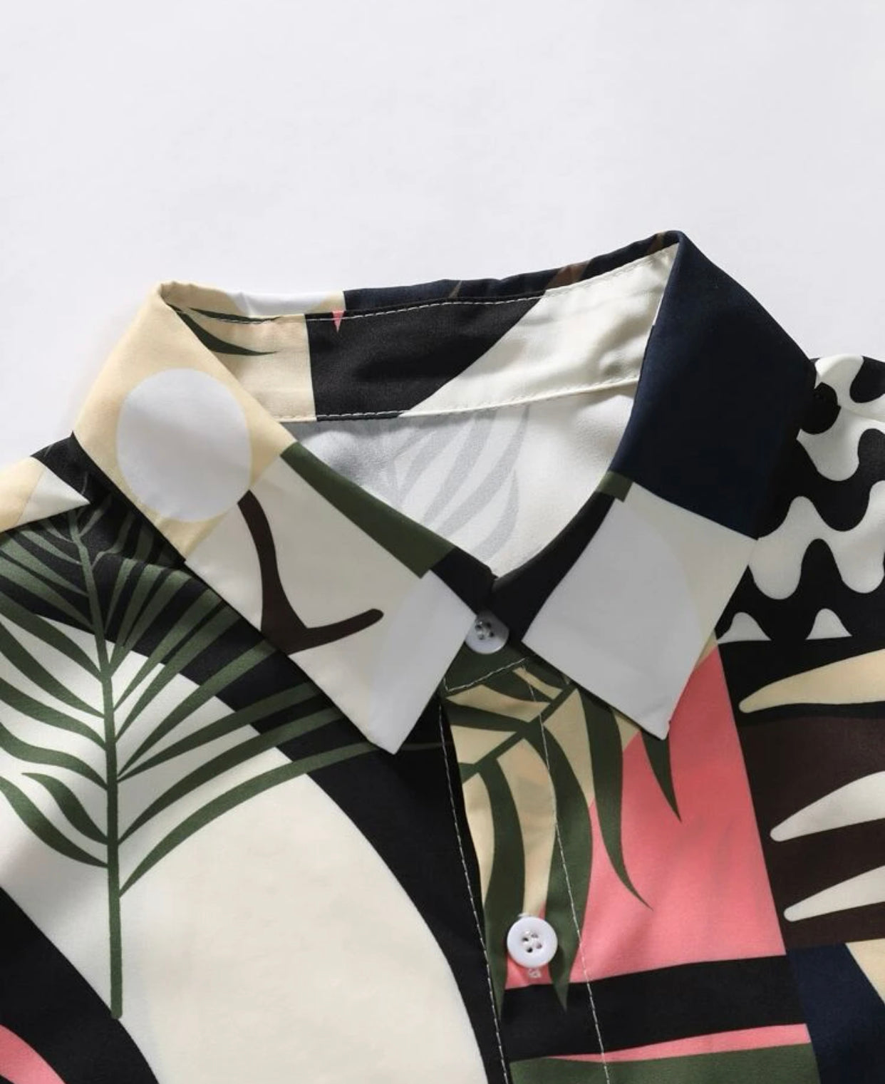 Men’s plant print shirt & drawstring waist shorts without tee