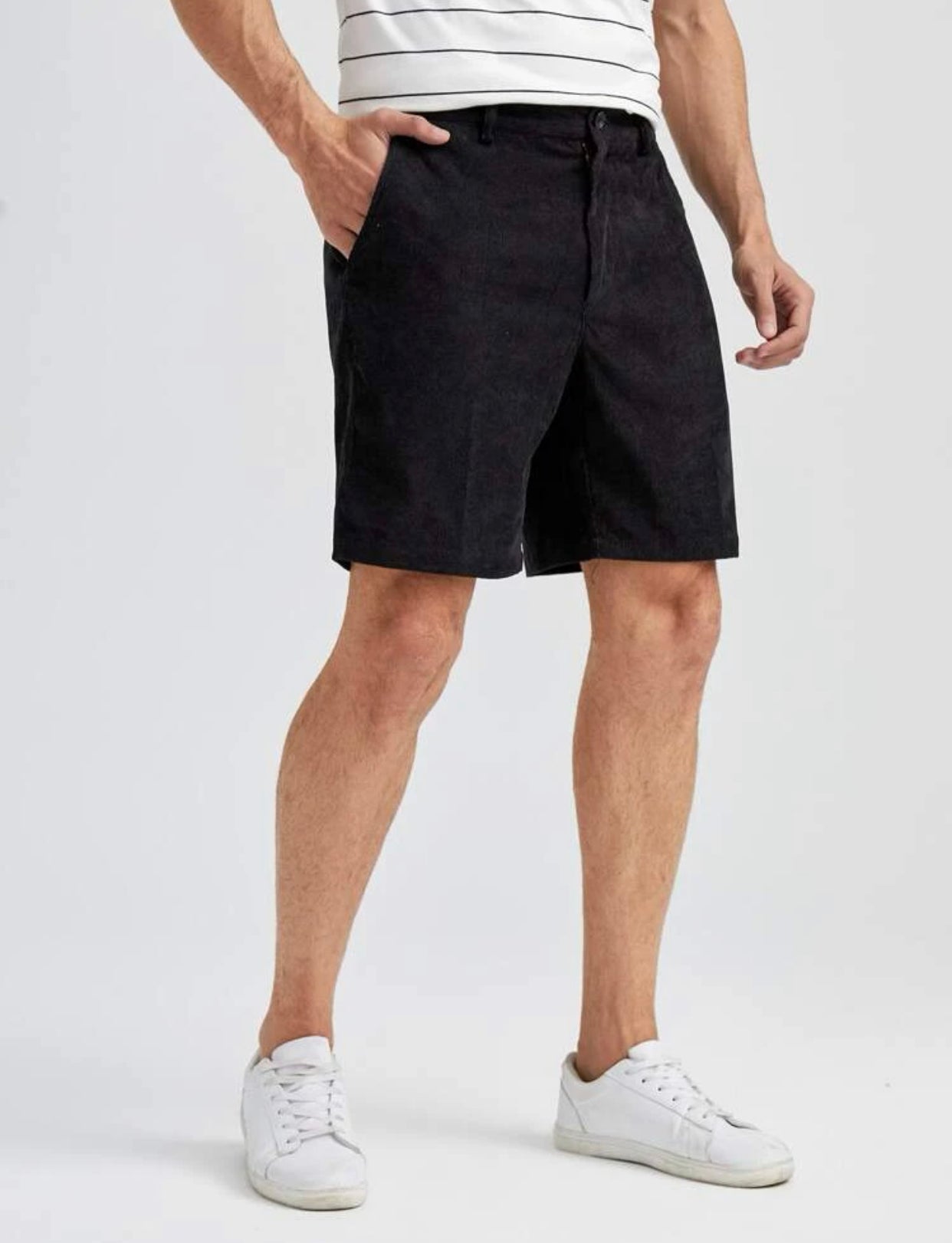 Men solid corduroy bermuda shorts