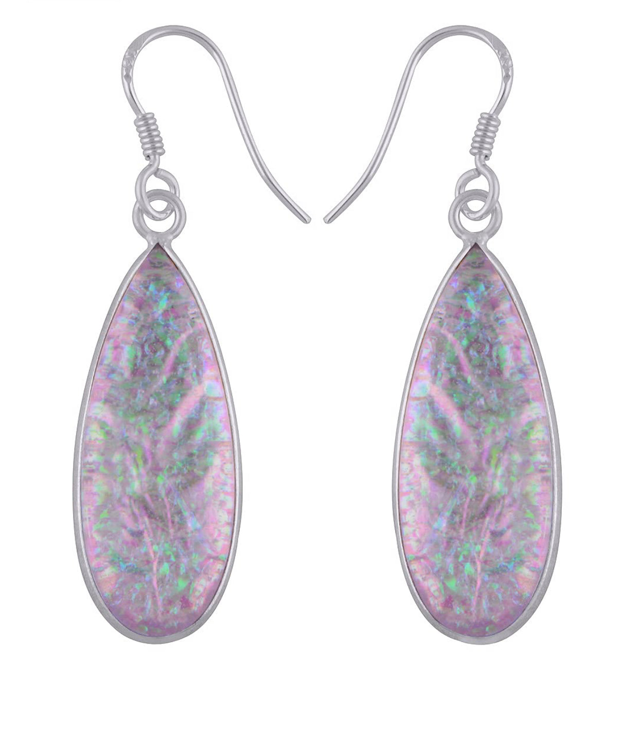 Solid 925 Sterling Silver Opal Handmade Dangle Earring