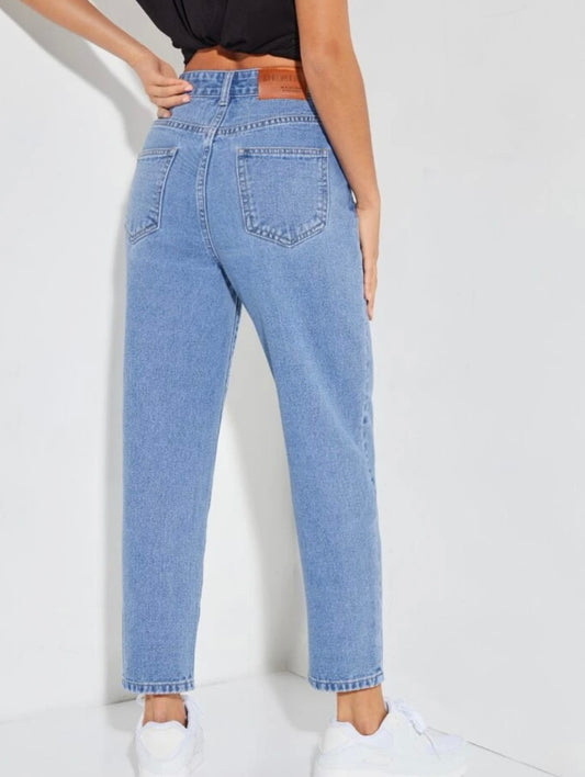 Petite high waist mom fit jeans