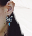 Vintage Metal Hand Carved Butterfly Earrings