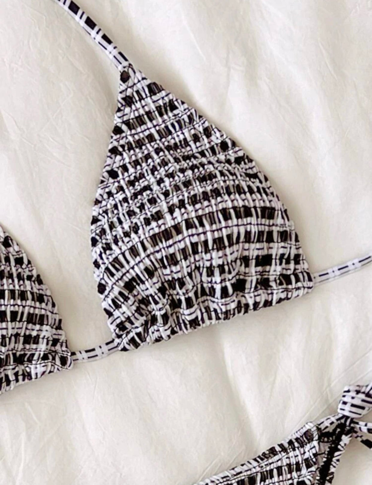 Smock halter triangle bikini swimsuit