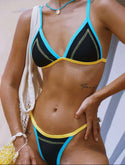 Color block triangle bikini swimsuit