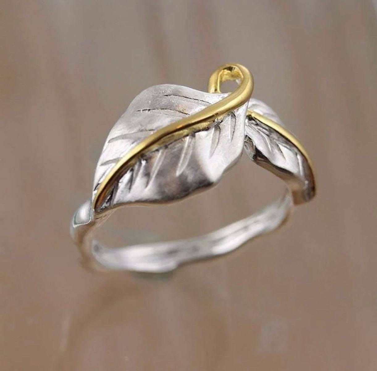 Gold & silver leaf dual tone ring.