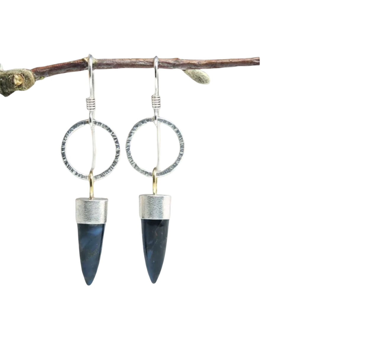 Dark blue marble inspired unique dangle earrings