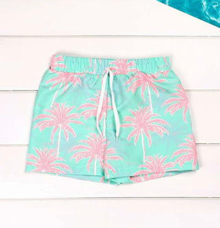 Buy green Boys Coconut Print Swim Shorts