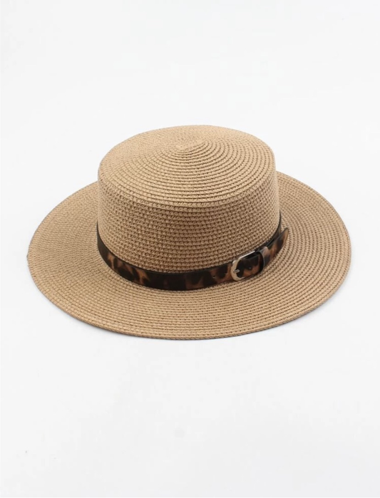 Leopard pattern band straw hat - Christina’s unique boutique LLC