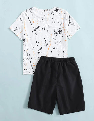 Boys ink splatter top & shorts set